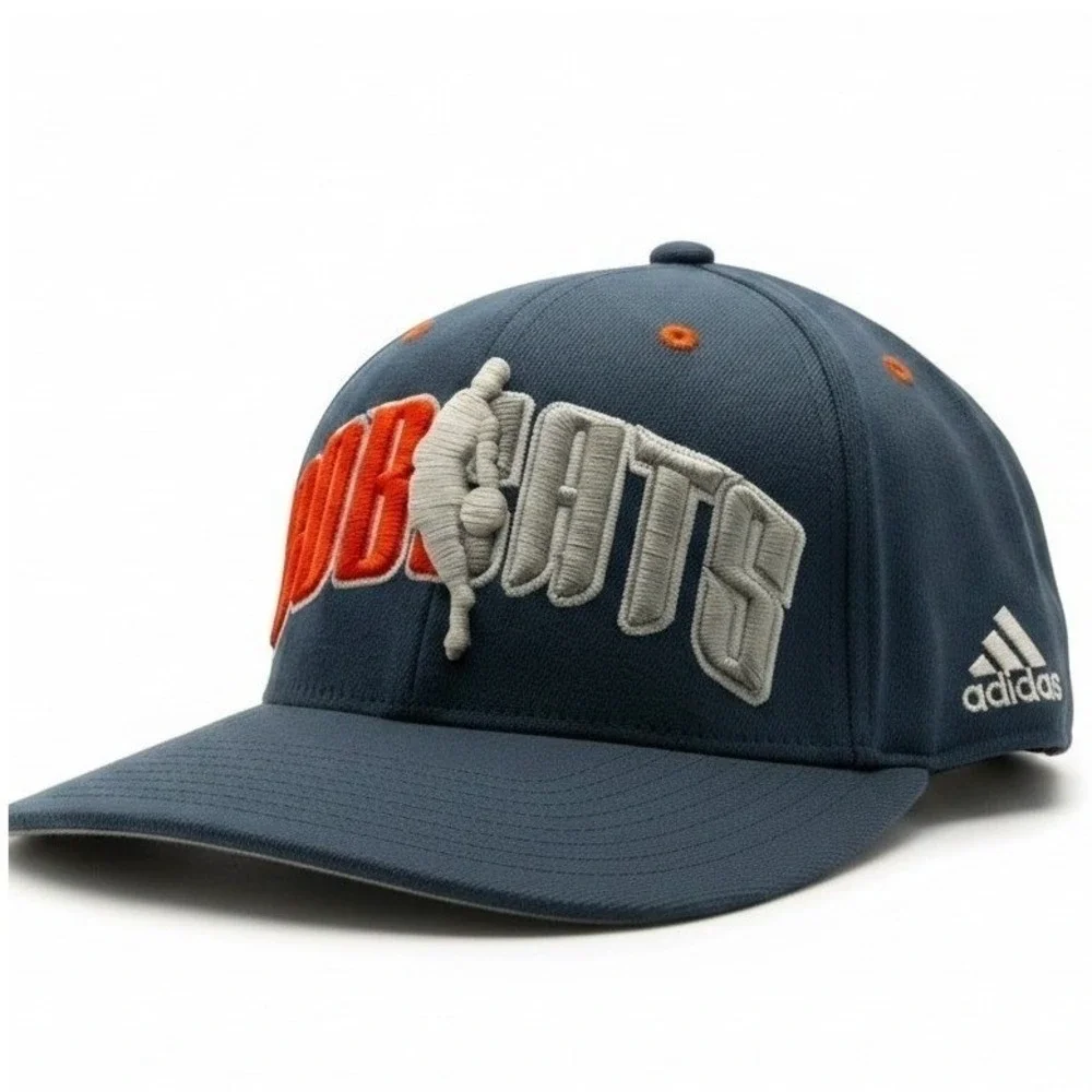 Adidas NBA Charlotte Bobcats Fitted Hat L/XL Blue Orange Climalite Draft Cap